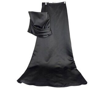 Alexia Designs Set Formal 20W Maxi Skirt Strapless Top Satin Black AP-1778
